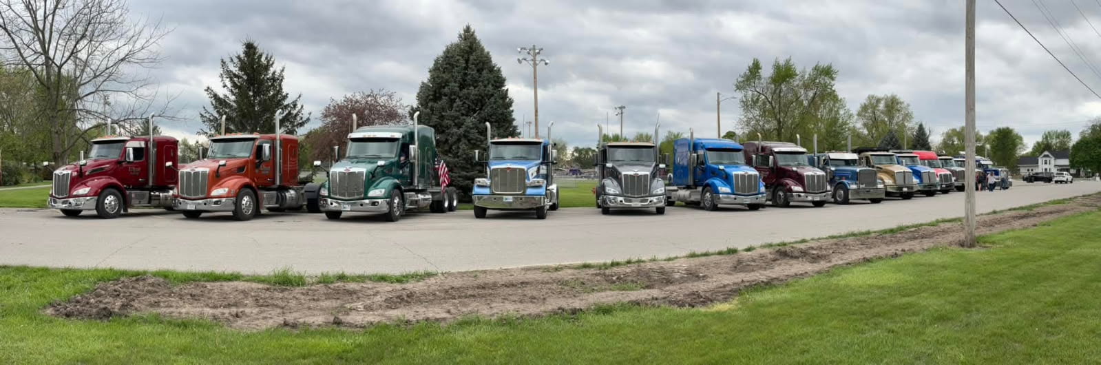 Ulyat Trucking fleet lined up in Remington, Indiana